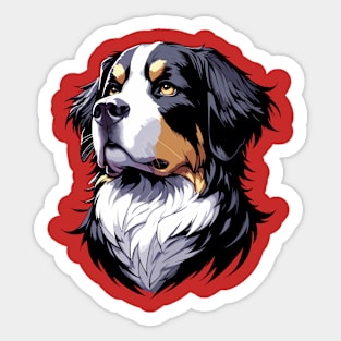 Stunning and Cool Bernese Mountain Dog Monochrome and Gold Portrait for Father's Day Sticker